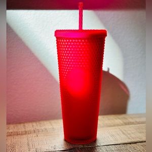 NWT Starbucks Spring 2023 Ruby Pink Studded Cold Cup Tumbler 24oz Venti